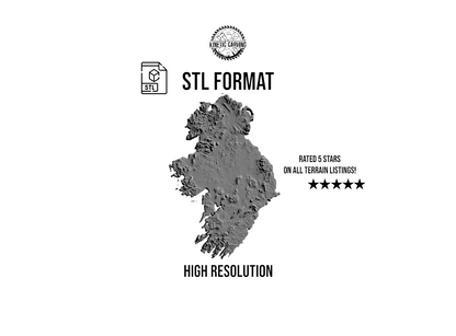 3D STL Terrain Model of Ireland, Europe