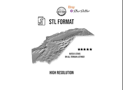 3D STL Terrain Model of California, USA