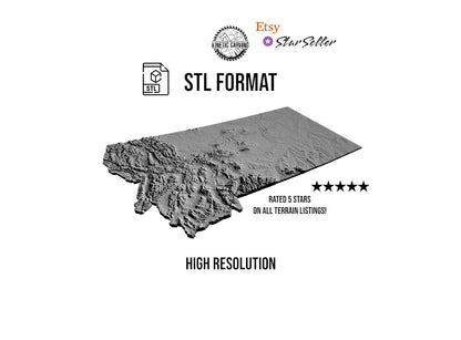 3D STL Terrain Model of Montana, USA