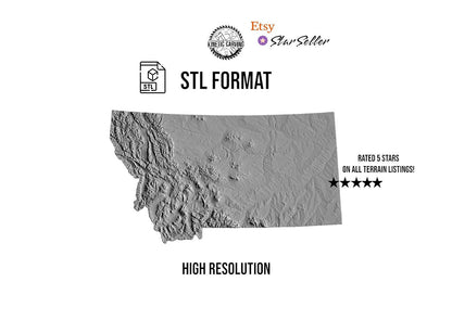 3D STL Terrain Model of Montana, USA