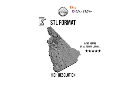 3D STL Terrain Model of New Hampshire, USA