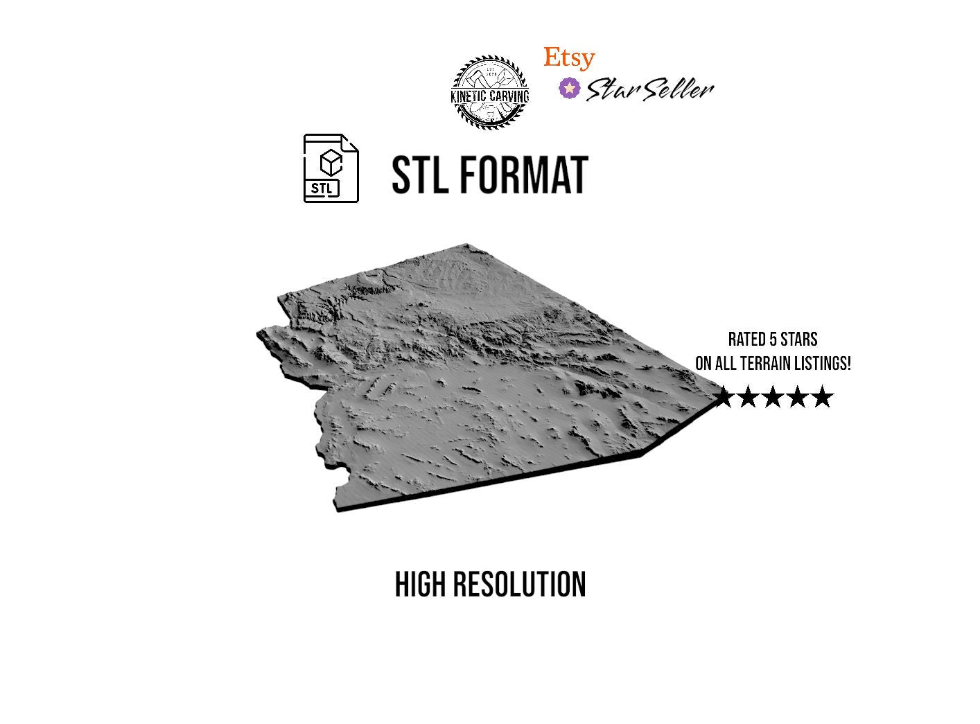 3D STL Terrain Model of Arizona, USA