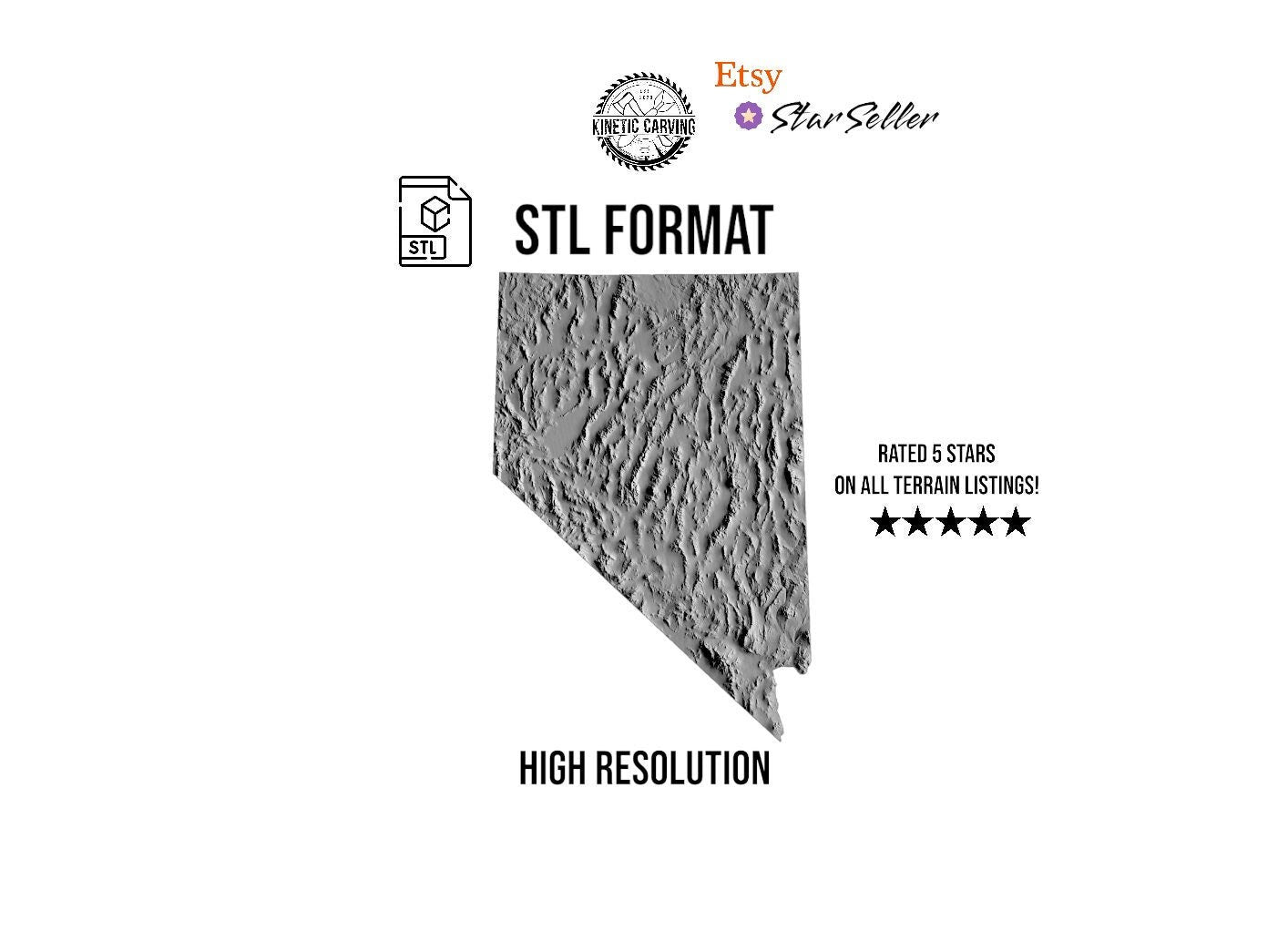 3D STL Terrain Model of Nevada, USA