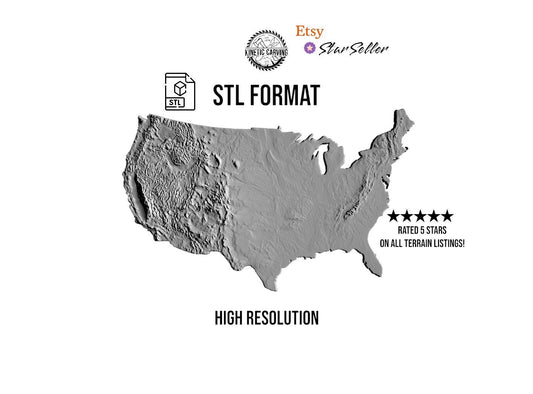 3D STL Terrain Model of Continental United States