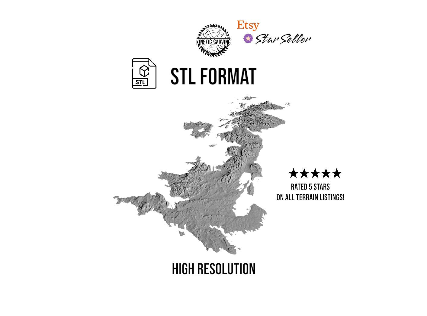 3D STL Terrain Model of the United Kingdom, Europe