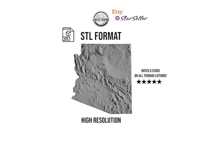 3D STL Terrain Model of Arizona, USA