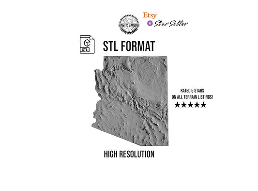 3D STL Terrain Model of Arizona, USA