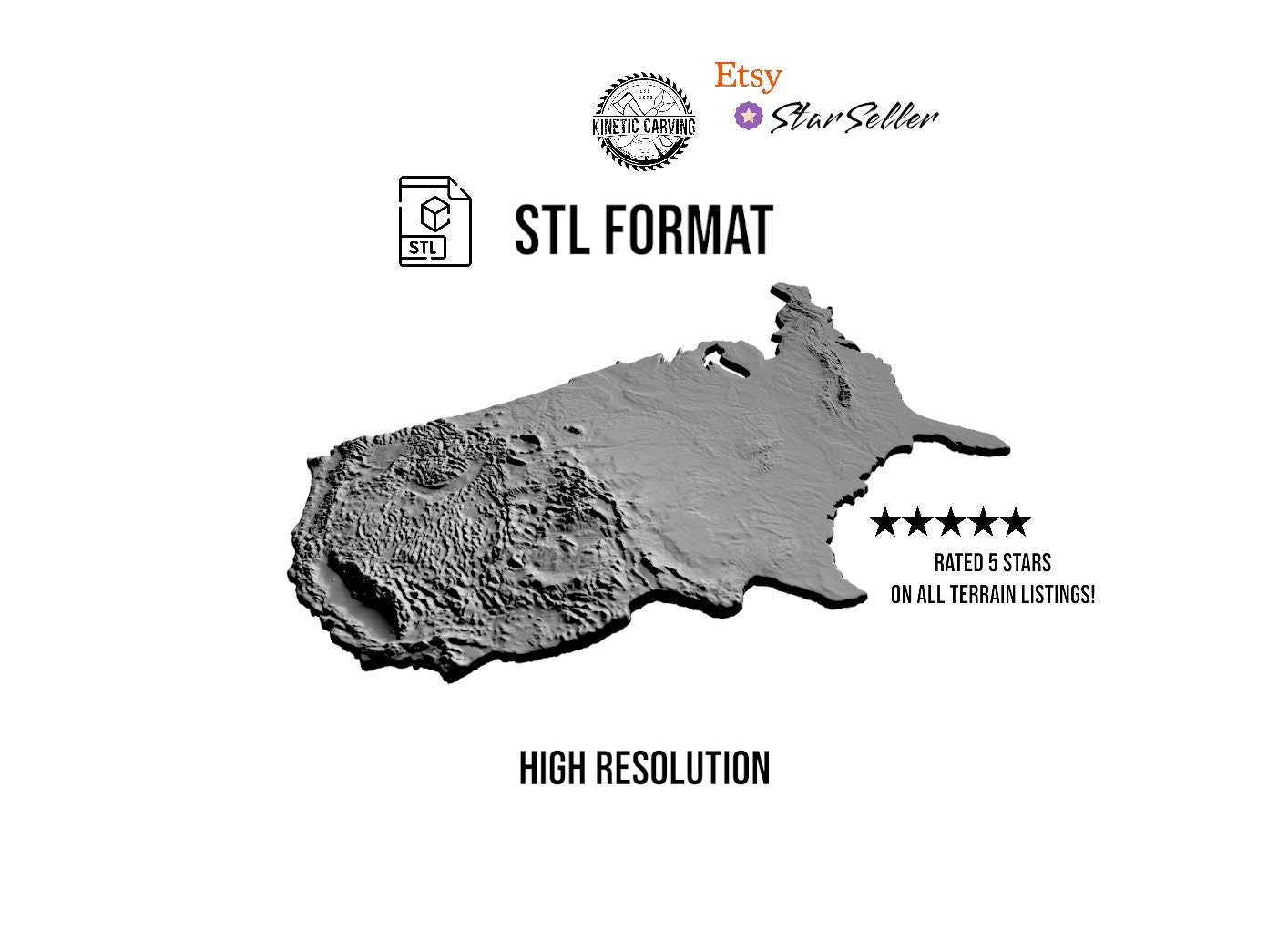 3D STL Terrain Model of Continental United States