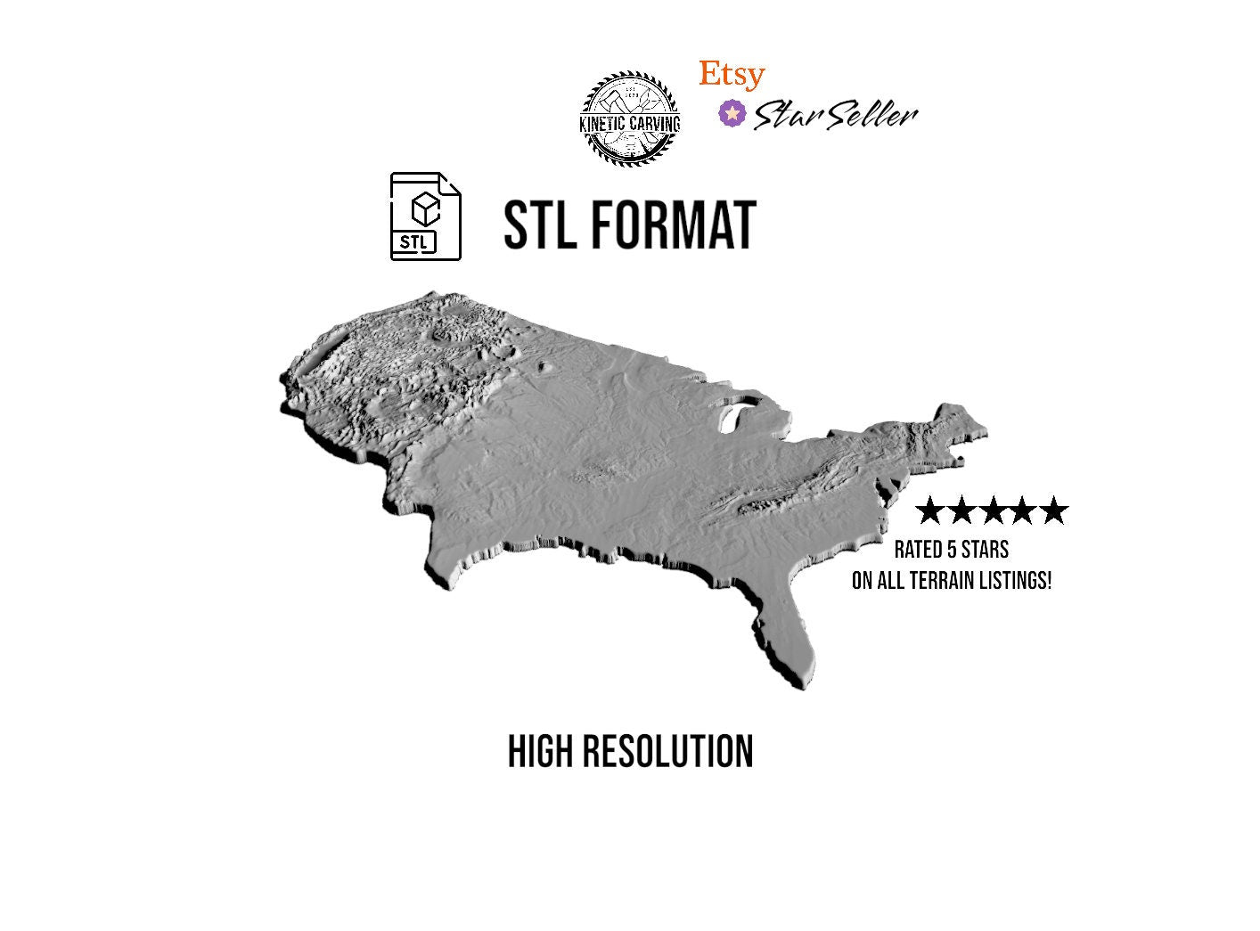 3D STL Terrain Model of Continental United States