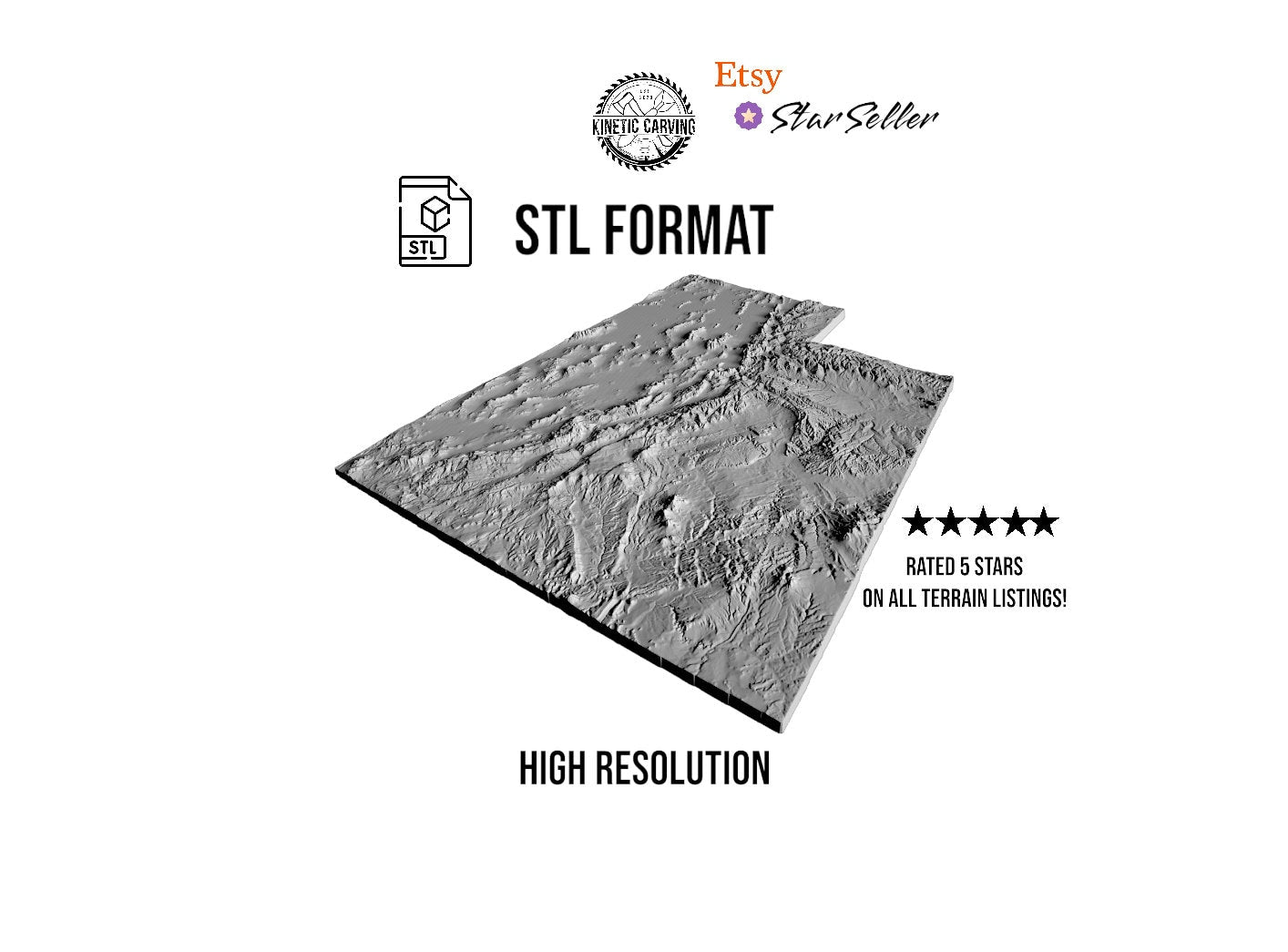 3D STL Terrain Model of Utah, USA