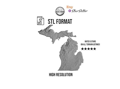 3D STL Terrain Model of Michigan, USA