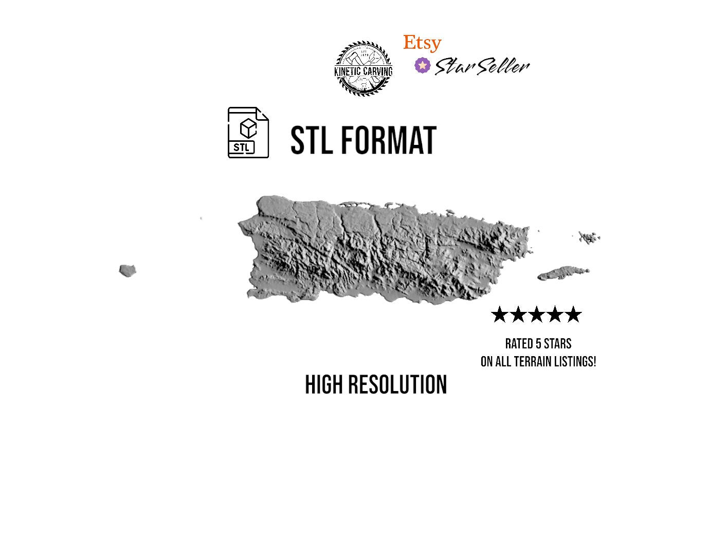 3D STL Terrain Model of Puerto Rico, USA