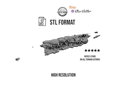 3D STL Terrain Model of Puerto Rico, USA