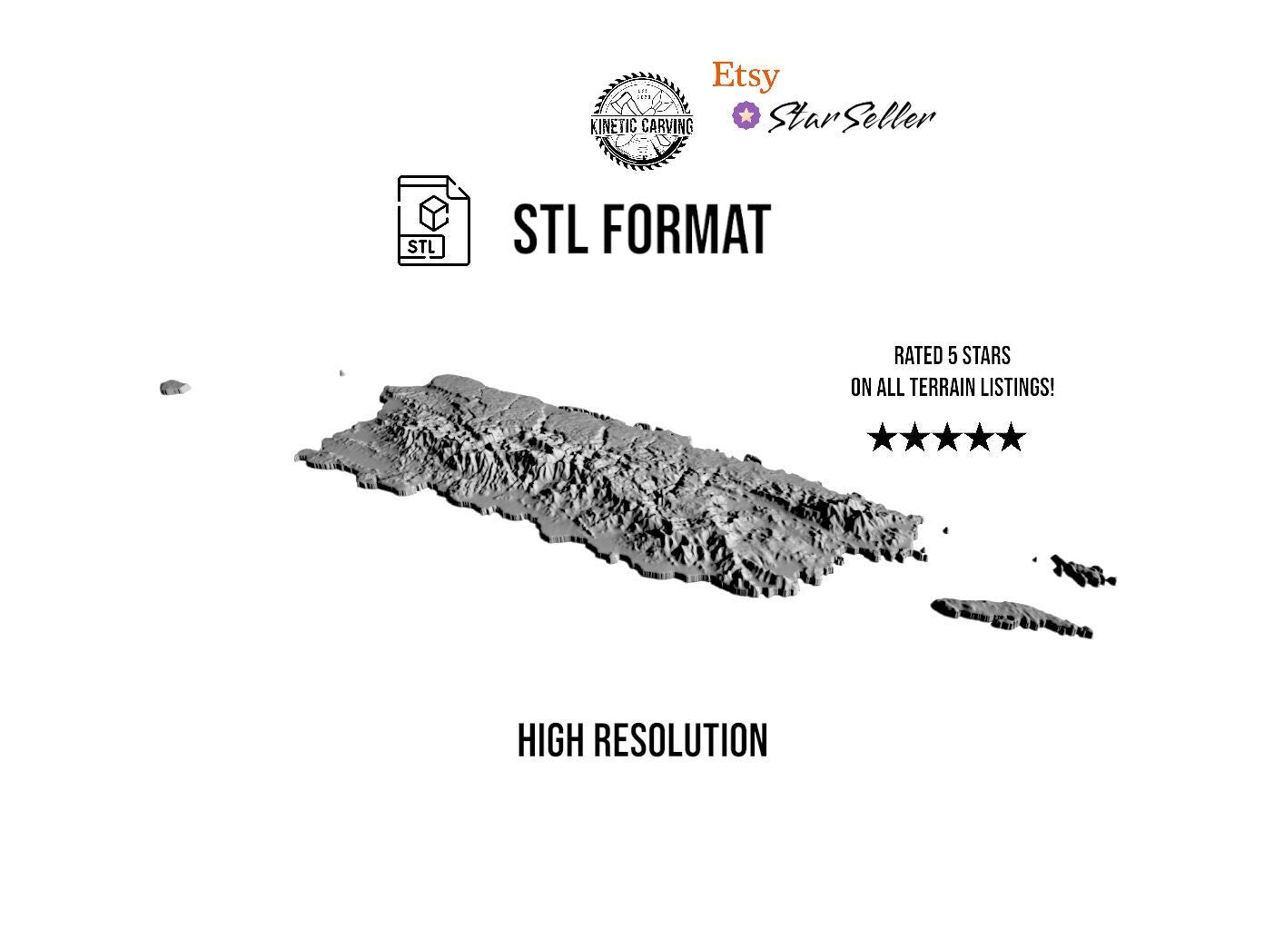 3D STL Terrain Model of Puerto Rico, USA