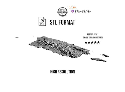 3D STL Terrain Model of Puerto Rico, USA