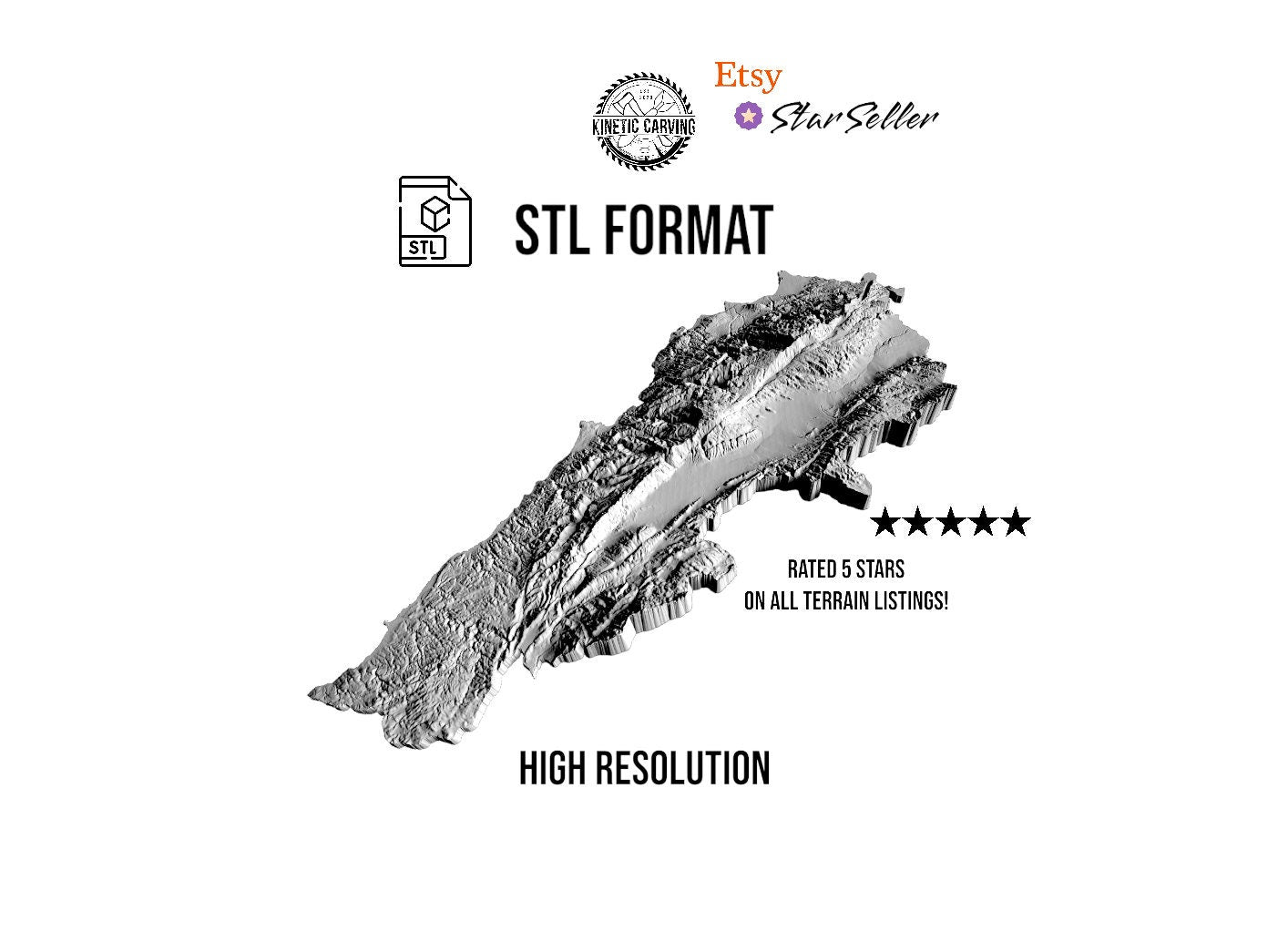 3D STL Terrain Model of Lebanon, Asia