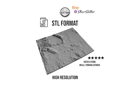 3D STL Terrain Model of Wyoming, USA