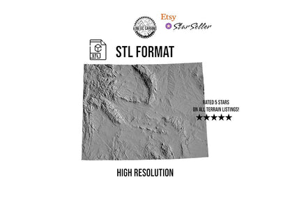 3D STL Terrain Model of Wyoming, USA