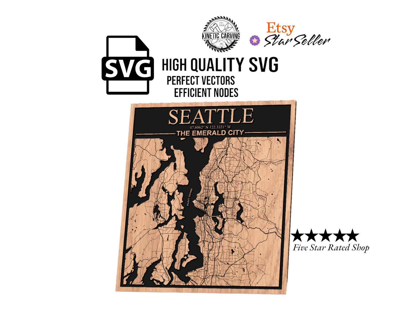 Seattle, Washington City Map SVG