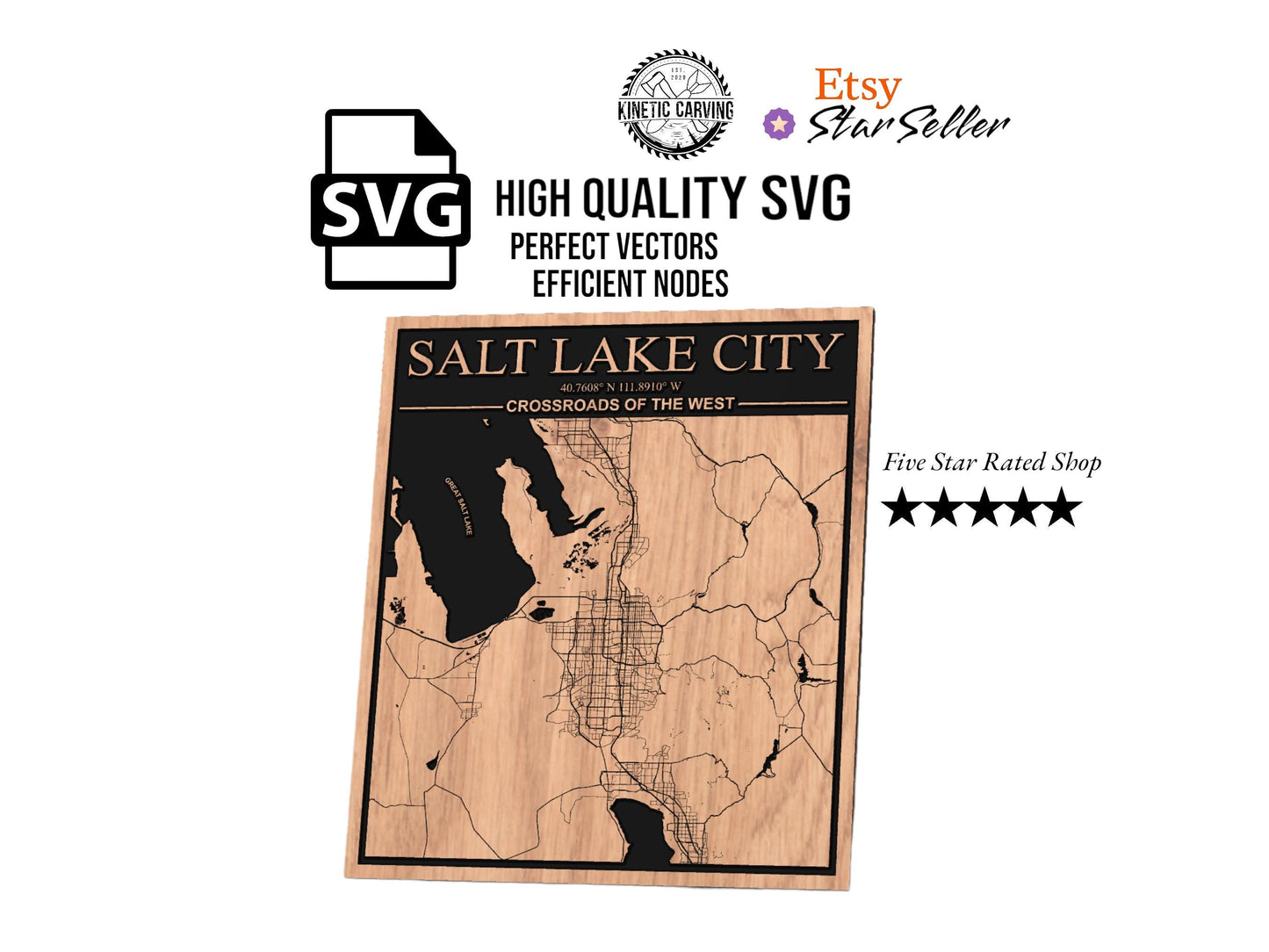 Salt Lake City, Utah City Map SVG