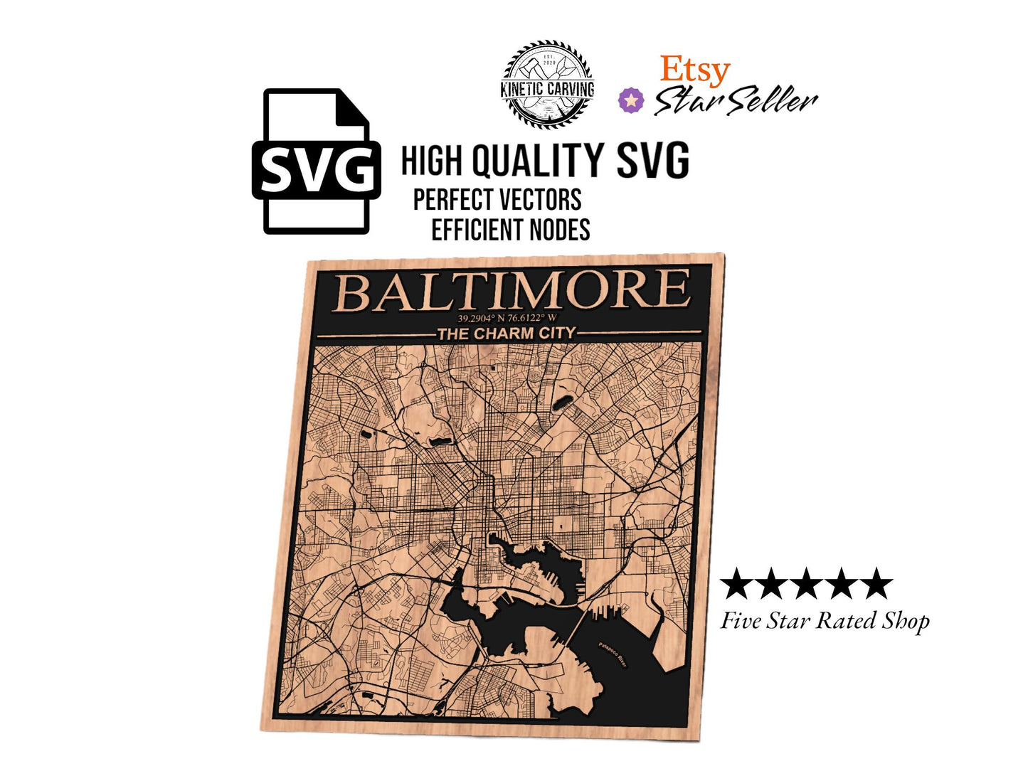 Baltimore, Maryland City Map SVG