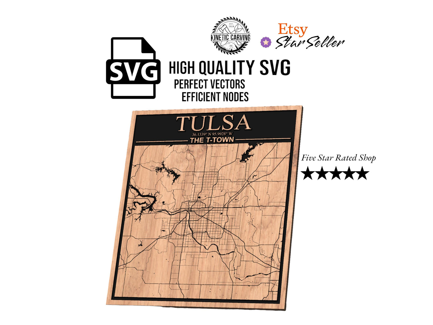 Tulsa, Oklahoma City Map SVG