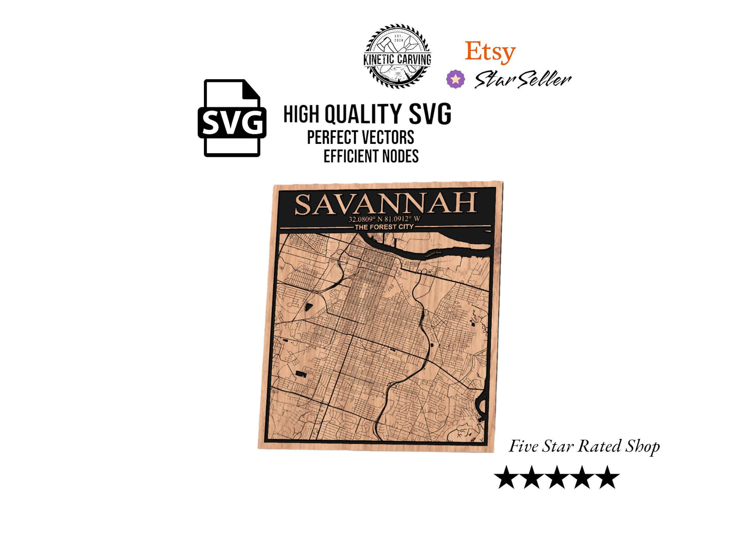 Savannah, Georgia City Map SVG File