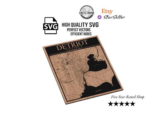 Detroit, Michigan City Map SVG