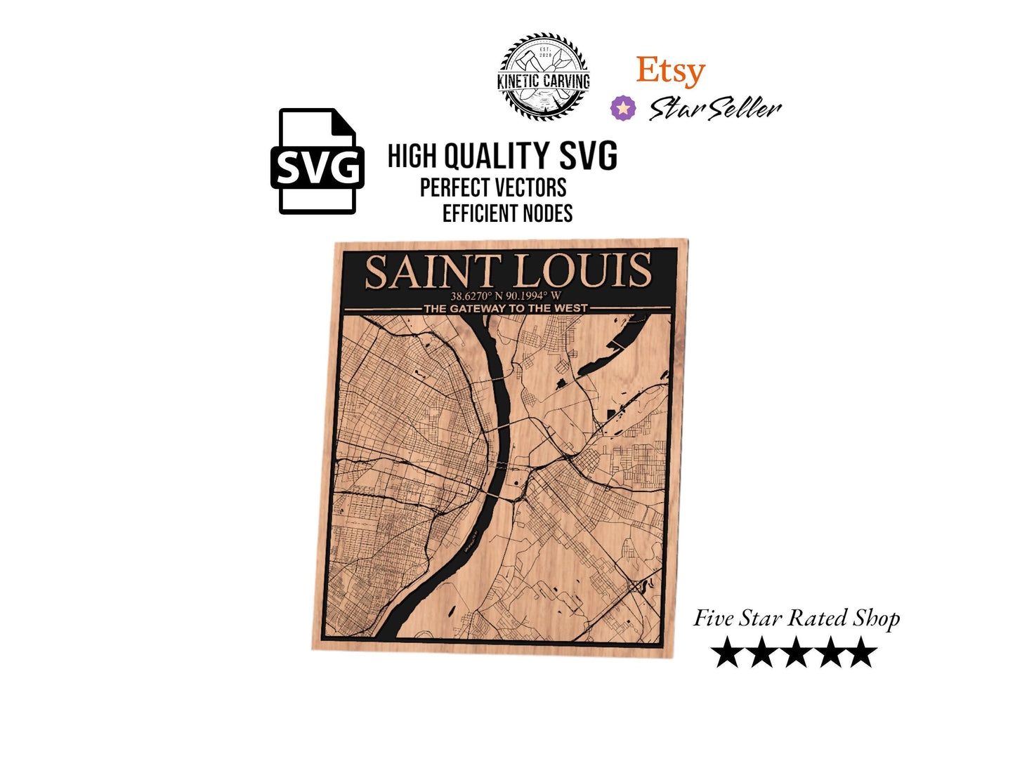 Saint Louis, Missouri City Map SVG