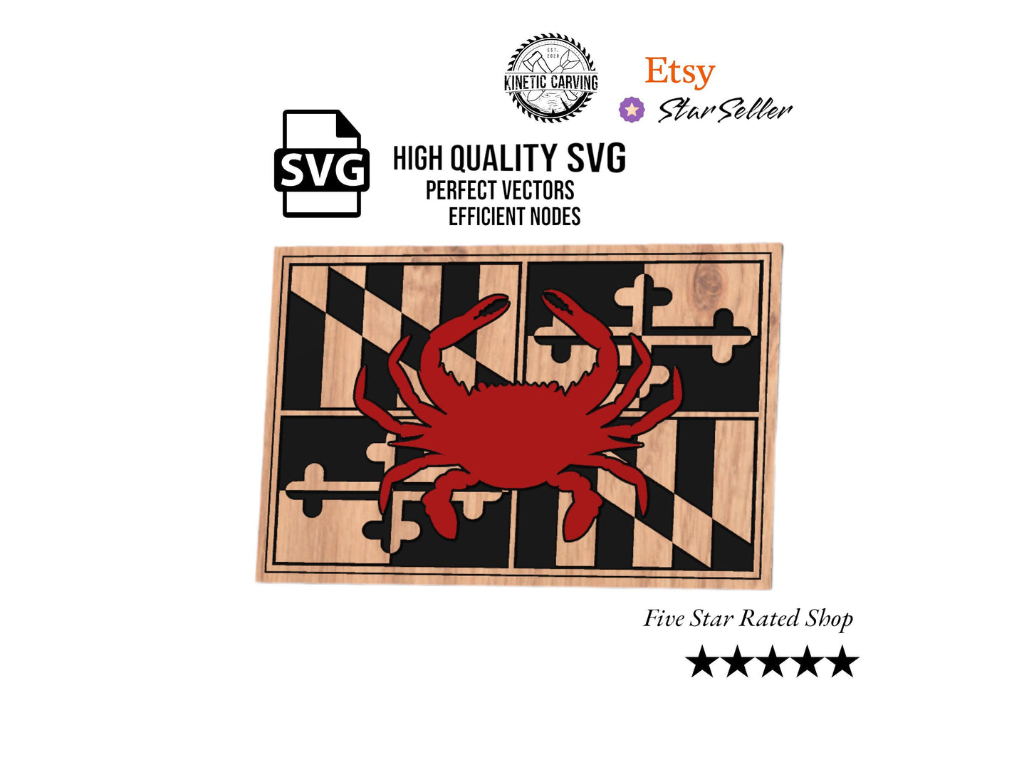 Maryland State Flag With Crab SVG