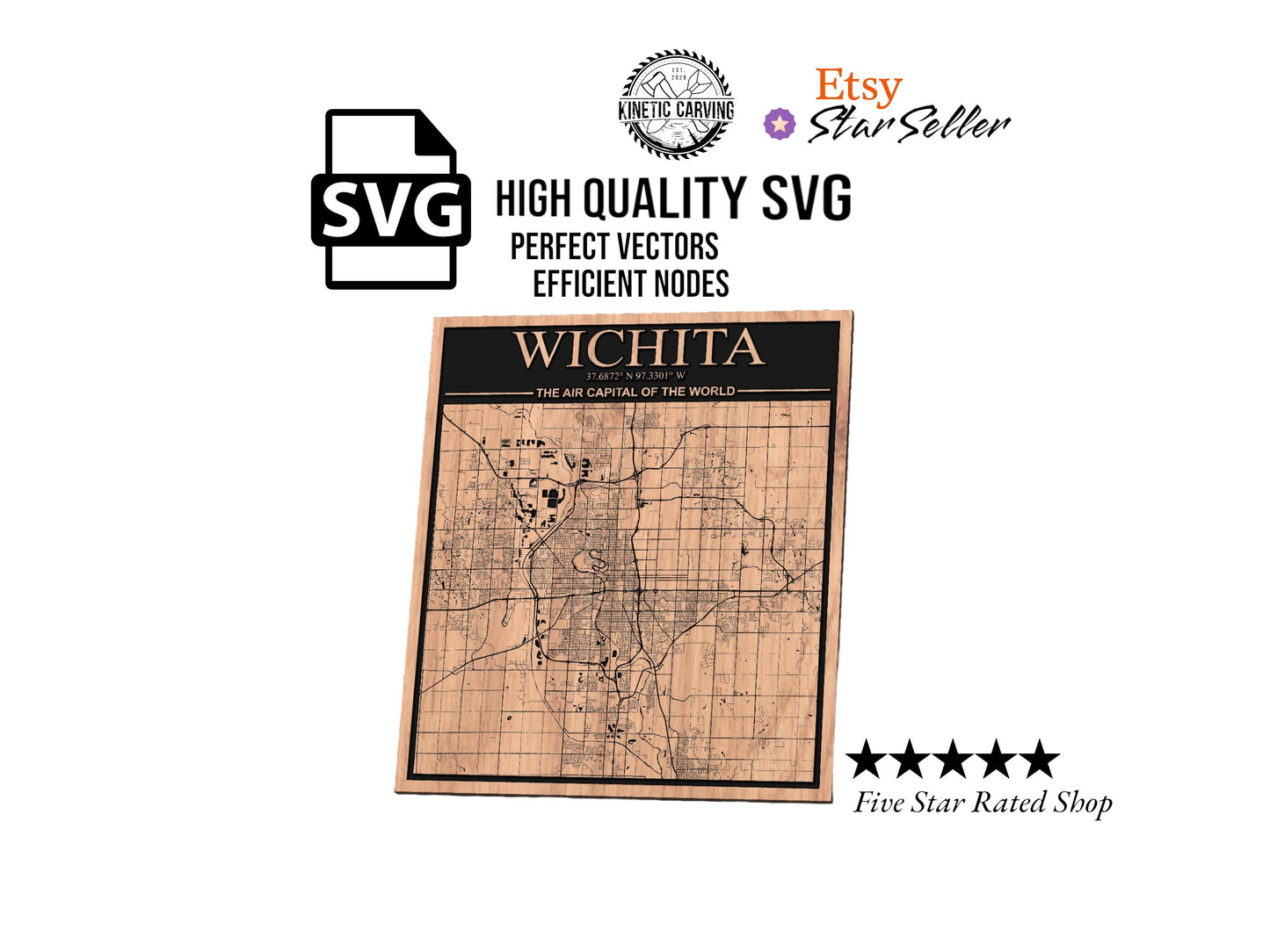 Wichita, Kansas City Map SVG