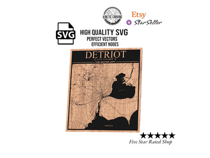 Detroit, Michigan City Map SVG