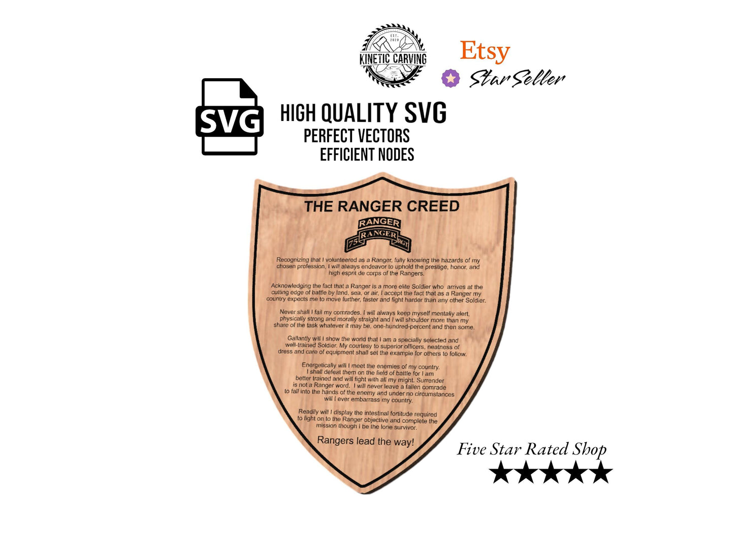 75th Ranger Creed Shield Military SVG